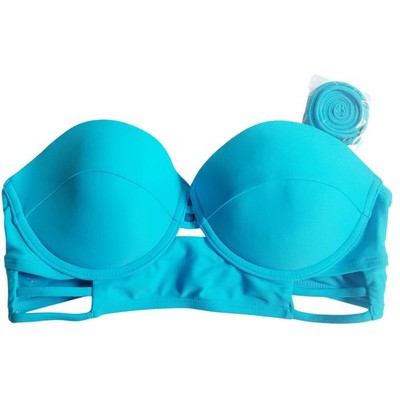 Xhilaration Blue Cutout Underwire Bandeau Bikini Top M NWOT Summer Beach Pool