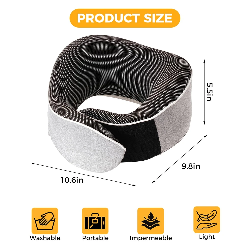 Memory Foam Travel Neck Pillow for Airplanes with 360 Support