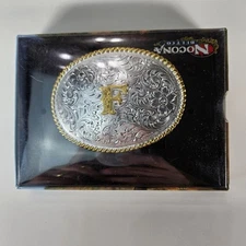 New Women’s Nocona Belt Company Gold Silver “F” Belt Buckle