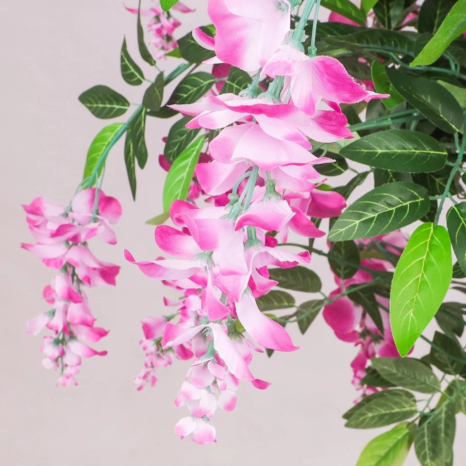 Plantas de árbol artificiales de 6 pies, árbol de glicinia falso con cesta tejida de pastos marinos para... Foto 4 de 4