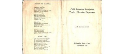 Child Education Foundation Program 1947 Teacher Education Dept NYC NY Program