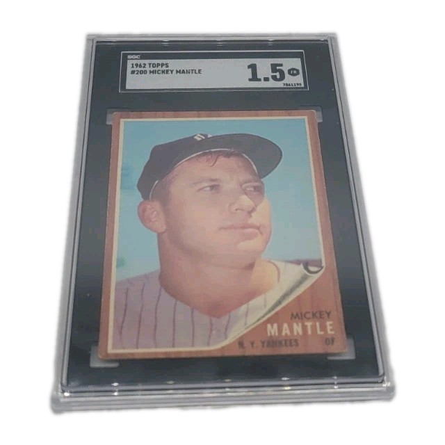 1962 Topps Baseball Mickey Mantle #200 New York Yankees SGC 1.5 Condition HOF