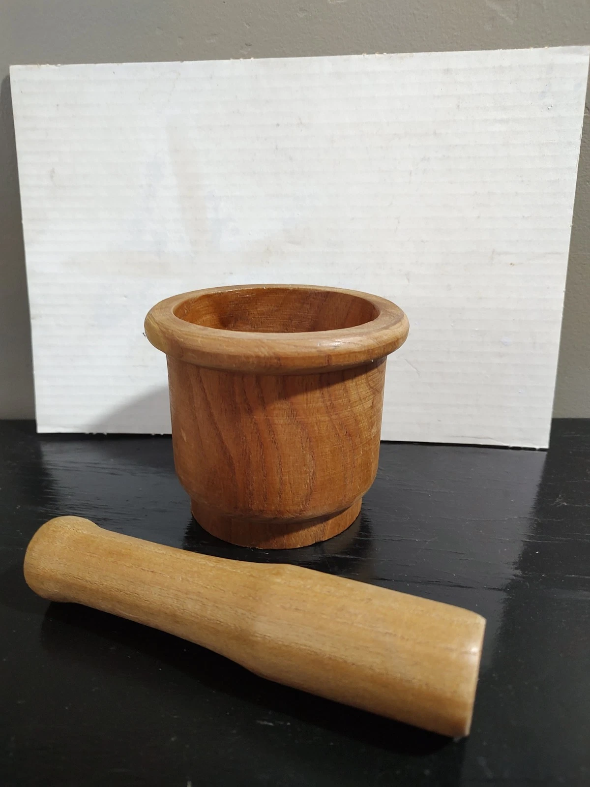 Wooden Bamboo Mortar And Pestle For Kitchen, Natural Wood, 4 x 4.5 Inches
