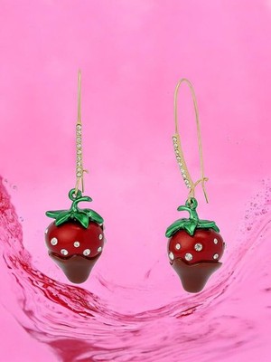NEW Betsey Johnson Love Spell Chocolate Strawberry Dangle Drop Earrings NWT
