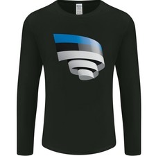 Curled Estonia Flag Estonian Day Football Mens Long Sleeve T-Shirt