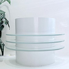 Vintage White Metal/Glass 2 Light Art Deco Wall Sconce Lamp IKEA Drittel Style