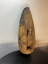 TRÈS ANCIENNE POULIE DE BATEAU EN BOIS , CONCRÉTIONS MARINE , VIEUX GREEMENT