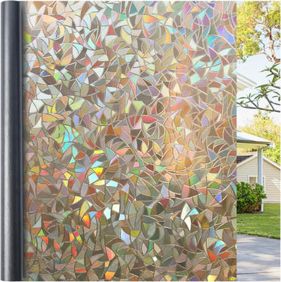 Vinilo ventana privacidad vidrio color arcoiris decorativo bloquea sol pegamento