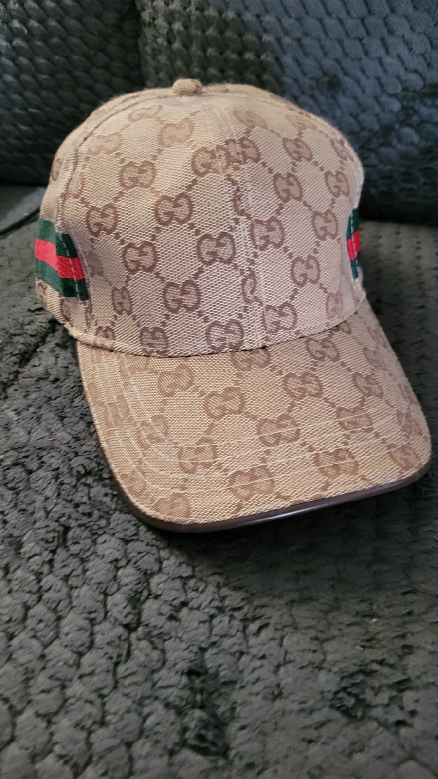 Gucci Monogram Adjustable Men's Beige Baseball Cap Designer Hat