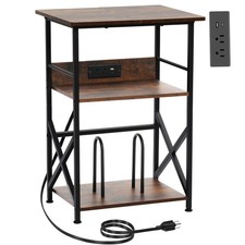 Dalemhome Record Player Stand Charging Station 3-Tier Side Table For 100 Vinyl