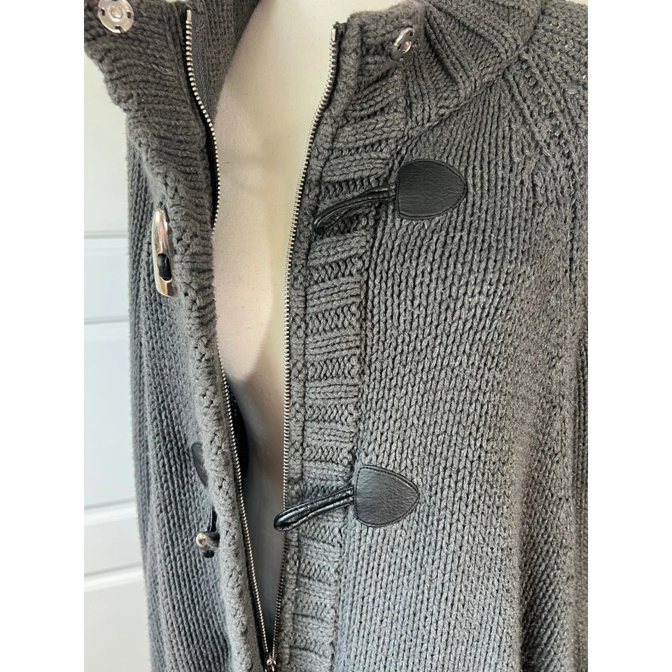 Poncho suéter grande Michael Kors gris tejido cierre palanca Foto 4 de 4