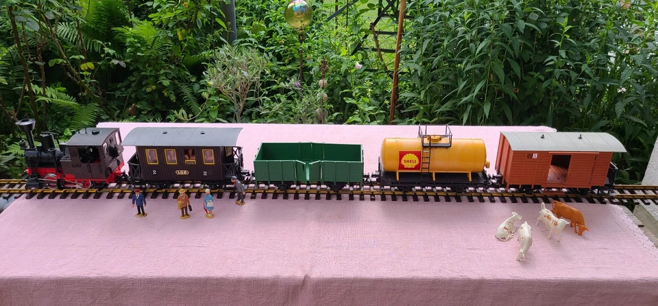 LGB Lehmanns Gartenbahn, Schienen, Zug und Trafo, ca. 50 Jahre alt