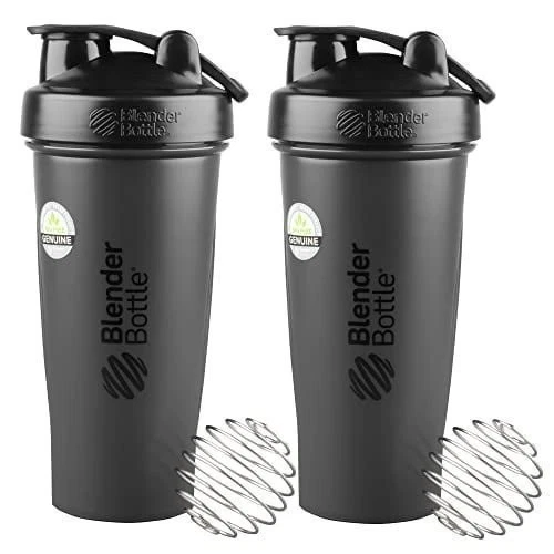 BlenderBottle Classic 2 Pack 28 Oz Shaker Bottle Black Protein Mixer