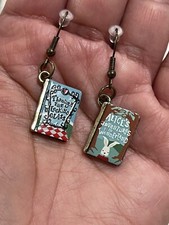 Alice Adventures In Wonderland Book Charm  Mismatched   Earrings