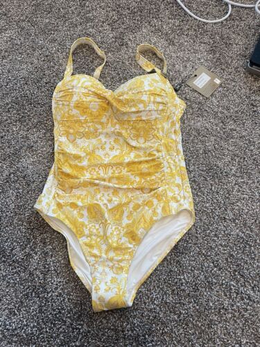 Costume da bagno donna taglia 6 nuovo con etichetta niptuck pezzo unico giallo paisley dimagrante spiaggia - Foto 2 di 6