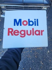Original 1960s Porcelain Mobil Regular Gas Pump  Sign Pump Plate Great Condition