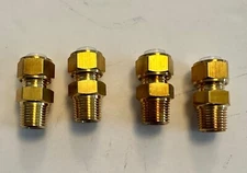 4  Brass Compression Tube Fittings, 1/4" OD TUBE x 1/8" NPT Male Drinking water