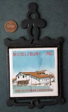 Middlebury Indiana Das Dutchman Essenhaus Restaurant Souvenir Trivet Vintage +++