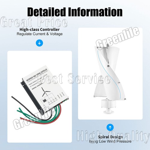 800W Wind Turbine Generator MPPT DC 12V 24V 48V Inverter Hybrid Controller Kit - Picture 8 of 25