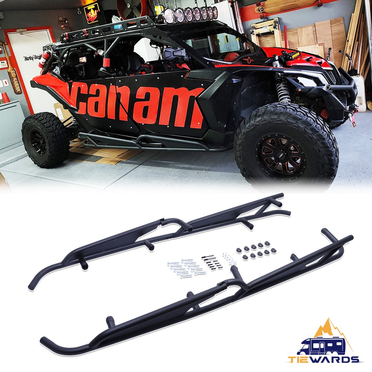 Nerf Bars Rock Sliders for 2017-2024 Can-Am Maverick X3 Max - 4