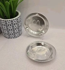 McDonald's Restaurant Vintage Aluminum Ashtrays 3.5" Wide (Lot of 2) Some Dings