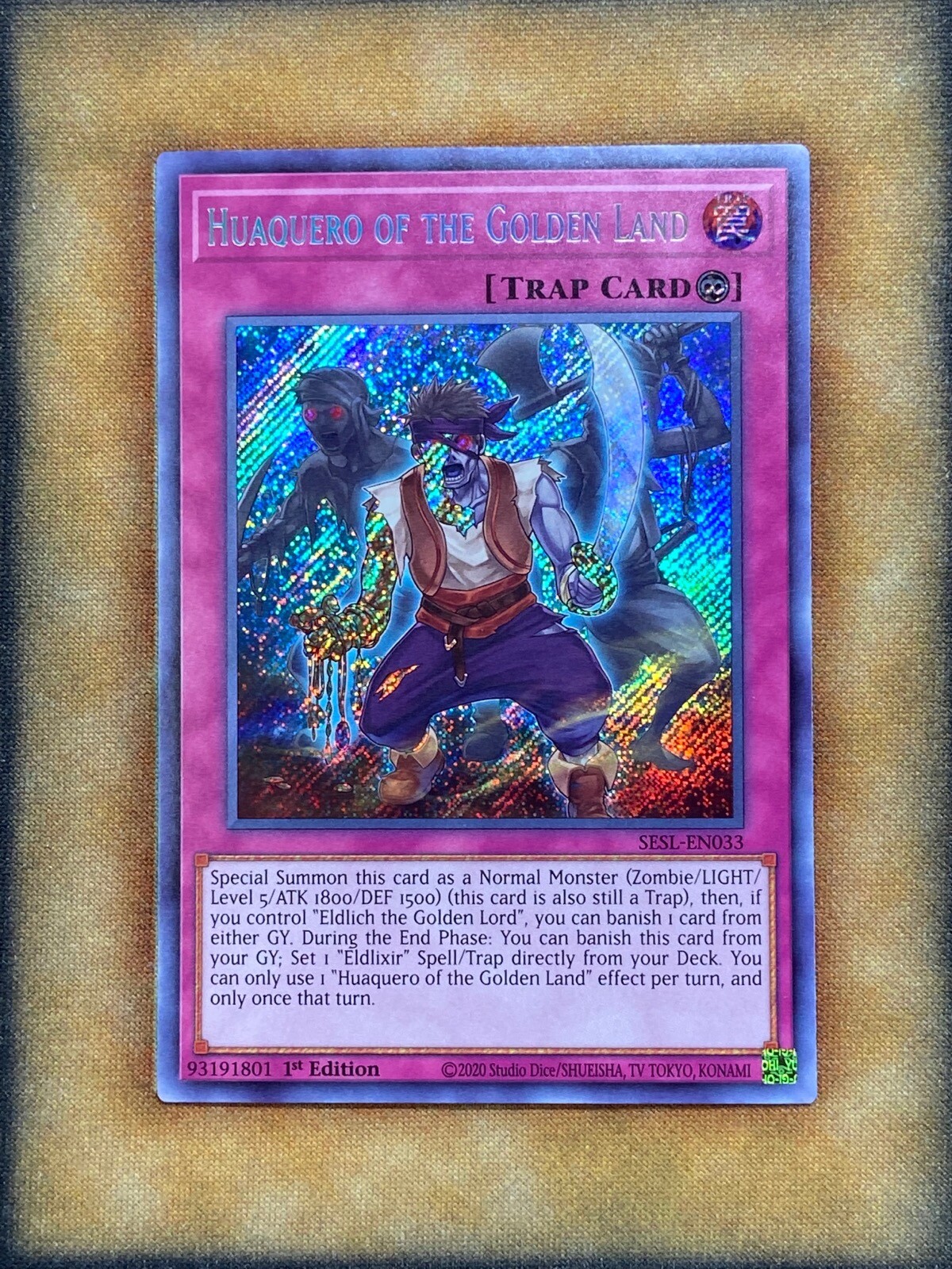 Huaquero of the Golden Land SESL-EN033 YuGiOh Secret Slayers trading card — raw and PSA graded price guide