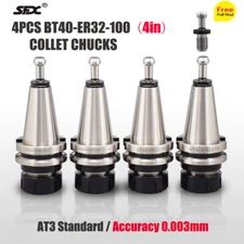 SFX 4PCS BT40 ER32 100mm/4" Collet Chuck Accuracy Tool Holder for CNC Milling
