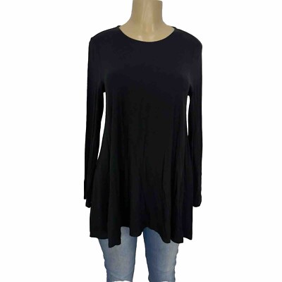 Eileen fisher black long sleeve tunic Shirt Women's S Casual Slinky