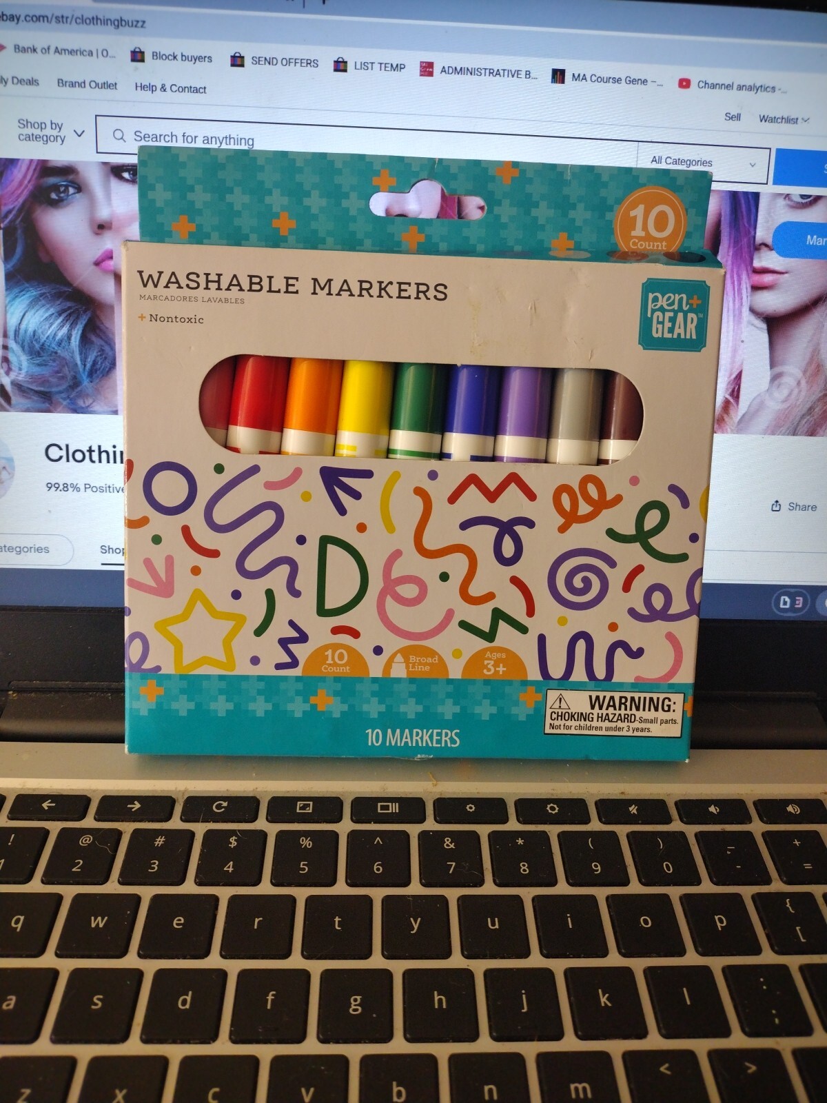 Lot 4 Pen + Gear 10 Ct Washable Markers (40 total) Nontoxic, Broad Lines Ages 3+