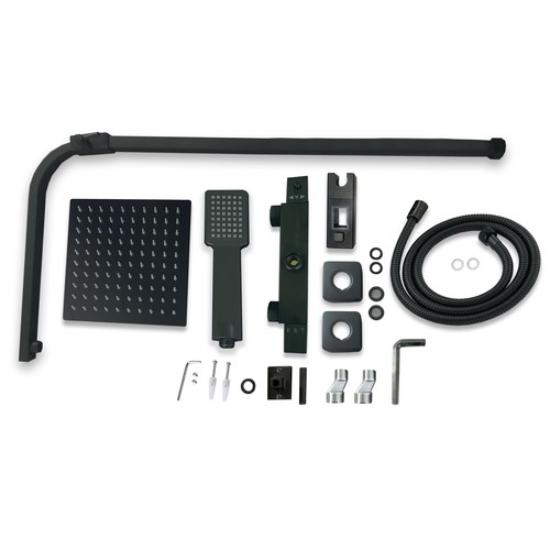 Bathroom Thermostatic Shower Mixer Set Twin Head Round Square Bar Shower Set - Picture 19 of 44