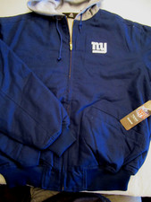 NFL MENS REEBOK NEW YORK GIANTS FOOTBALL HOODED CANVAS JACKET BLUE MEDIUM