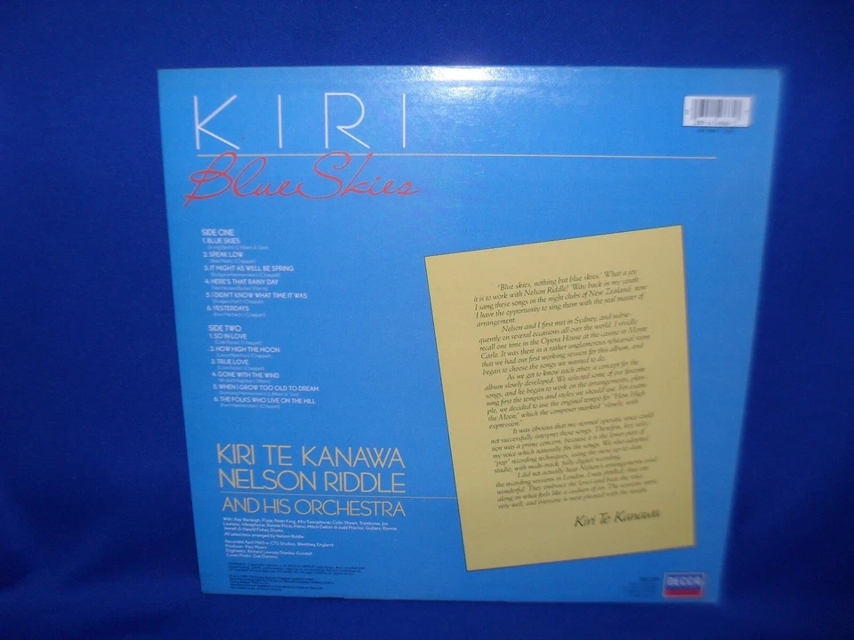 KIRI TE KANAWA BLUE SKIES - LP RECORD VINYL 12" - Image 2 of 3