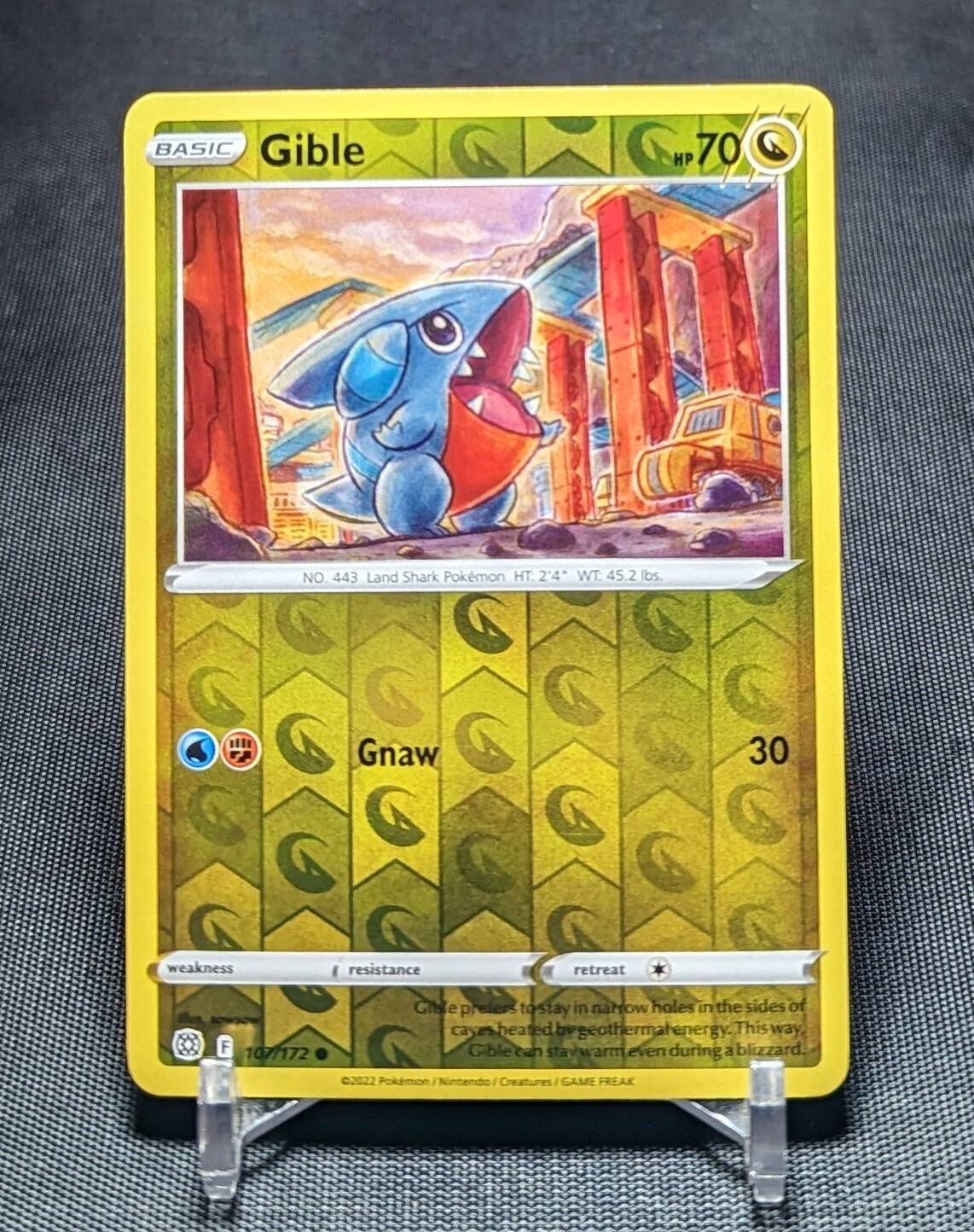 Gible Common Reverse Holo Dragon 2022 Brilliant Stars Pokemon TCG Card 107/172