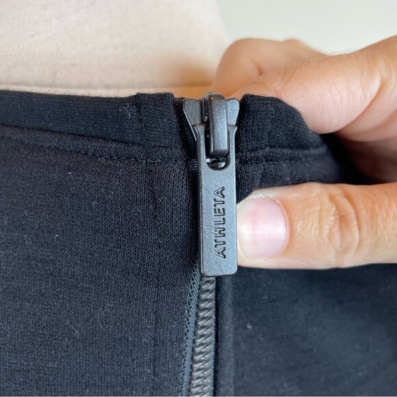 Athleta Solid Black Bodycon Zip Back Stretch Dres… - image 5