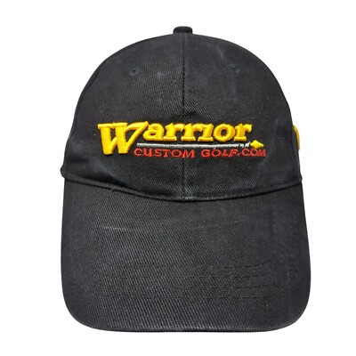 Warrior Custom Golf.com Strapback Hat Black OS Adjustable Embroidered Cotton