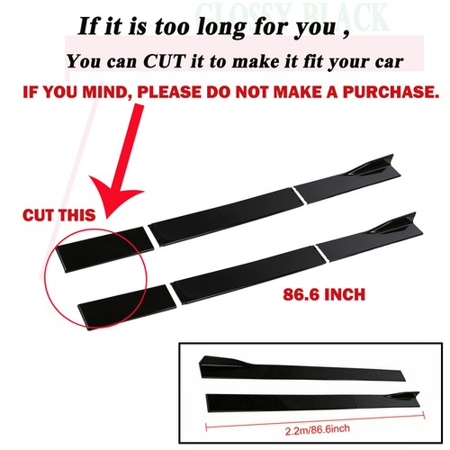 For Seat Ibiza Leon Toledo 86.6" Side Skirts Extension Rocker Panel Glossy Black - Picture 2 of 10