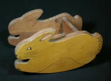 Hand-Crafted Artist-Made Primitive Wood Bunny Doll-Sized Rocker