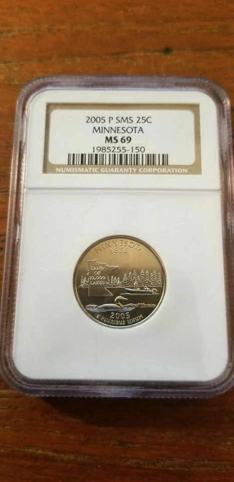 2005 P SMS 25C Minnesota State Quarter MS69 BU UNC Satin Near Perfect - Image 3 of 3