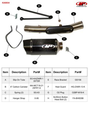 M4 Exhaust Kawasaki ZX6R 2009 through 2026 TECH1 Slip On CARBON