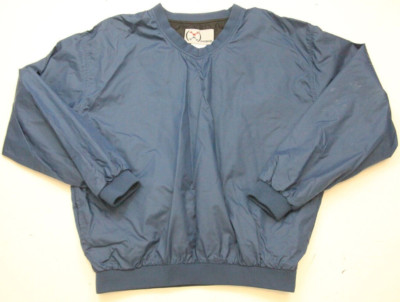 Premo Blue V-Neck Nylon Golf Windbreaker Lined Jacket Coat Mens Mans Large FF18