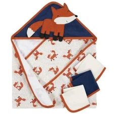 Gerber 4-Piece Boys Fox Hooded Towel and Washcloths Set