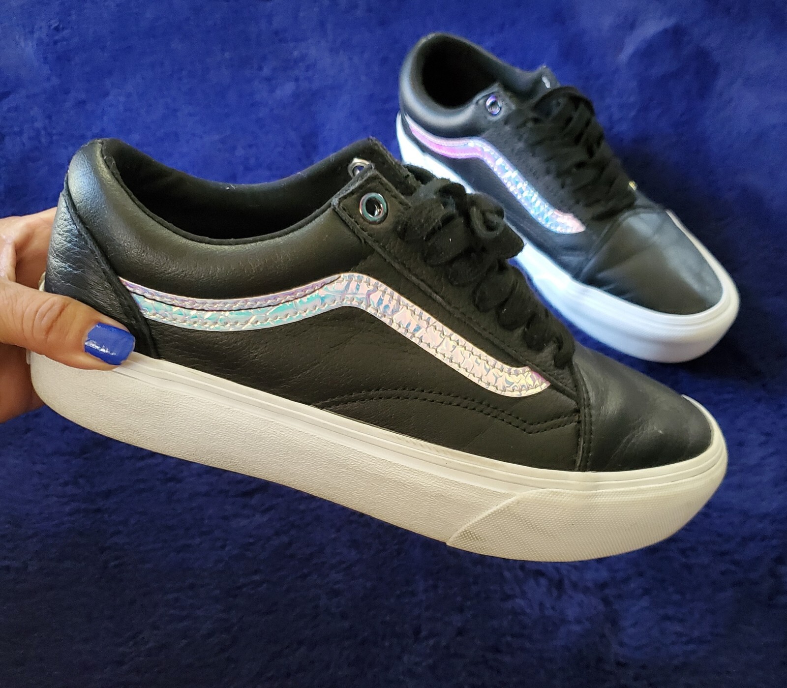 Vans Old Skool Platform Holo Sidestripe Black Sneakers | eBay