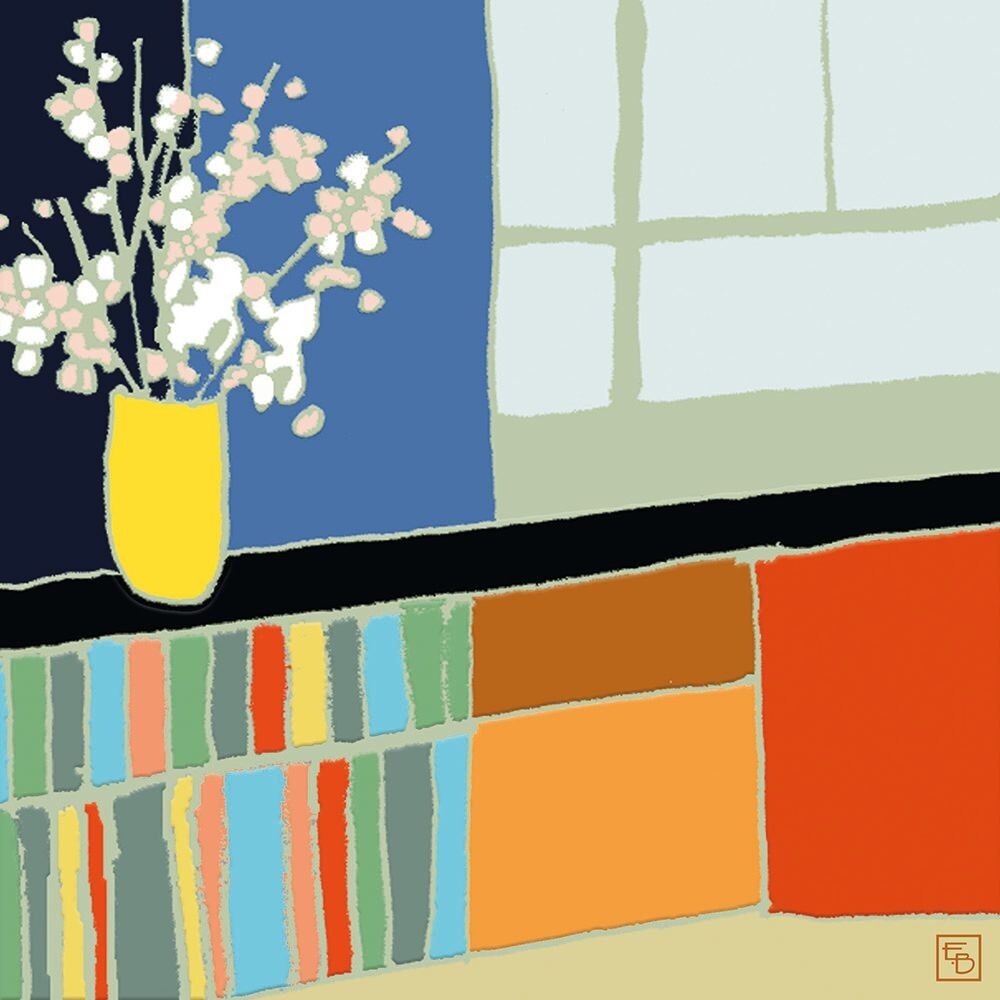 Blossom & Books by Emily Burningham Blank Greeting Card with Envelope