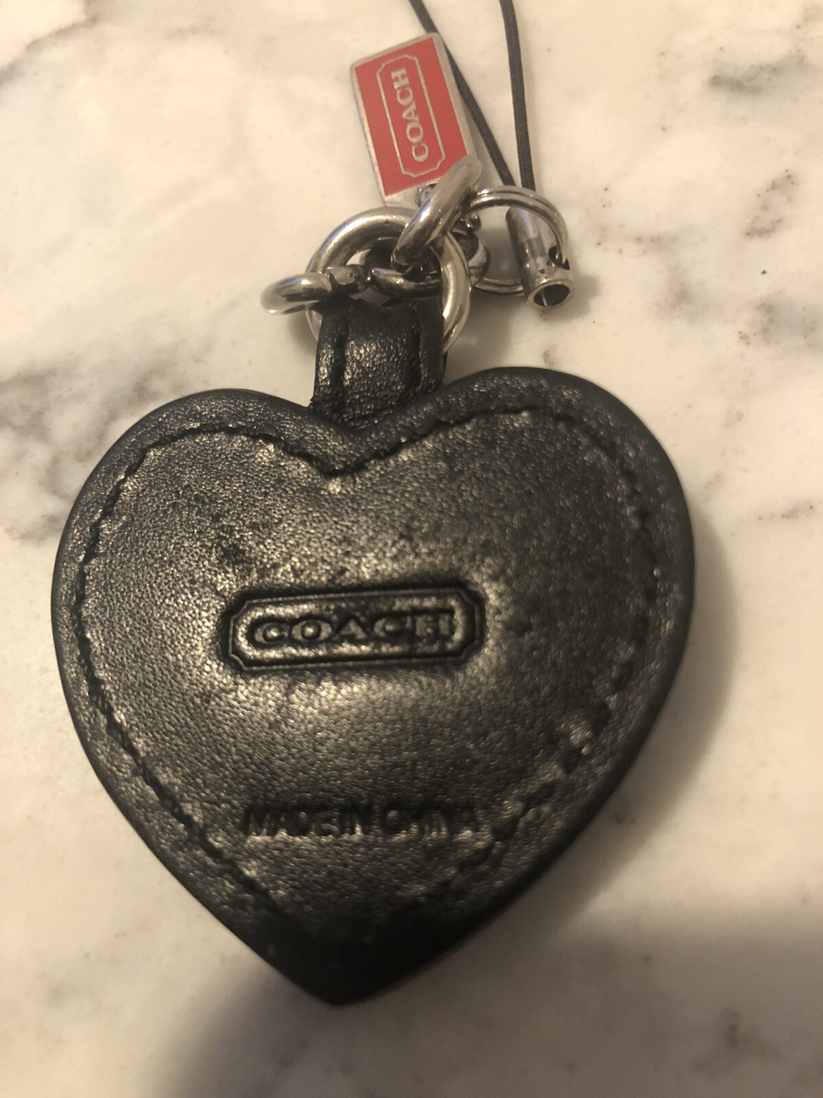 Vintage Womens Coach Charm Hang Tag for Purse Bag Heart Shaped Fur