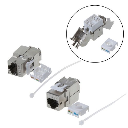 Rj45 Cat6 Cat6A Keystone Jack Shielded FTP Zinc Alloy Adapter Tool-free - Afbeelding 7 van 9