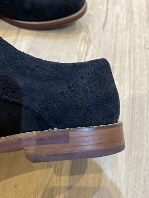Ted Baker Navy Blue Suede Brogue Buckle Shoes Men display picture 3