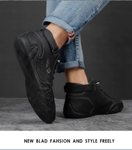 Herren Leder Freizeitschuhe Hoch Rutschfest Stiefeletten Gehen Fahren Turnschuhe - Bild 19 von 25