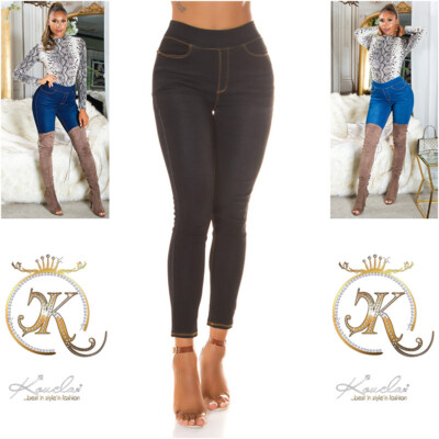 Koucla High Waist Jeans Look Leggings Damen Jeggings Treggings
