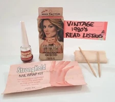 Vintage Max Factor Strong Hold Nail Wrap Kit Nails Movie Prop 1980's Old Read ⬇️