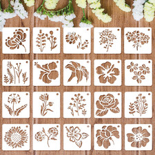 20 Pcs Flower Stencils for Painting on Wood, ...